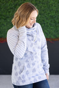Classic Zoey ZipCowl Sweatshirt in Grey Trees and Stripes
