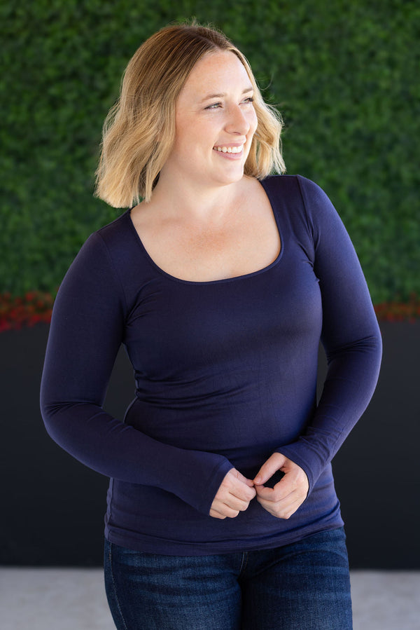 Alyssa Long Sleeve Top in Navy
