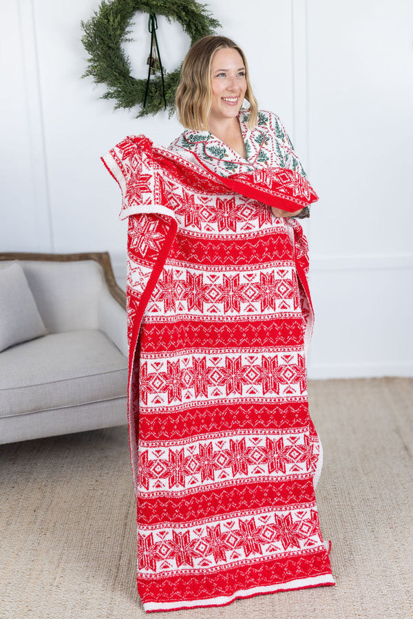 Plush and Fuzzy Blanket in Red Holiday