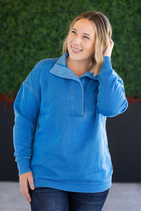 Jesse Vintage Wash Snap Pullover in Winter Blue