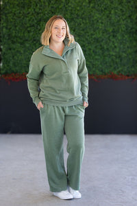 Jesse Vintage Wash Snap Pullover in Olive