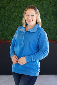 Jesse Vintage Wash Snap Pullover in Winter Blue