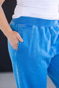 Wide Leg Vintage Wash Bottoms in Winter Blue