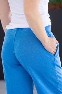 Wide Leg Vintage Wash Bottoms in Winter Blue
