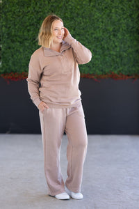 Jesse Vintage Wash Snap Pullover in Tan