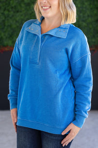 Jesse Vintage Wash Snap Pullover in Winter Blue