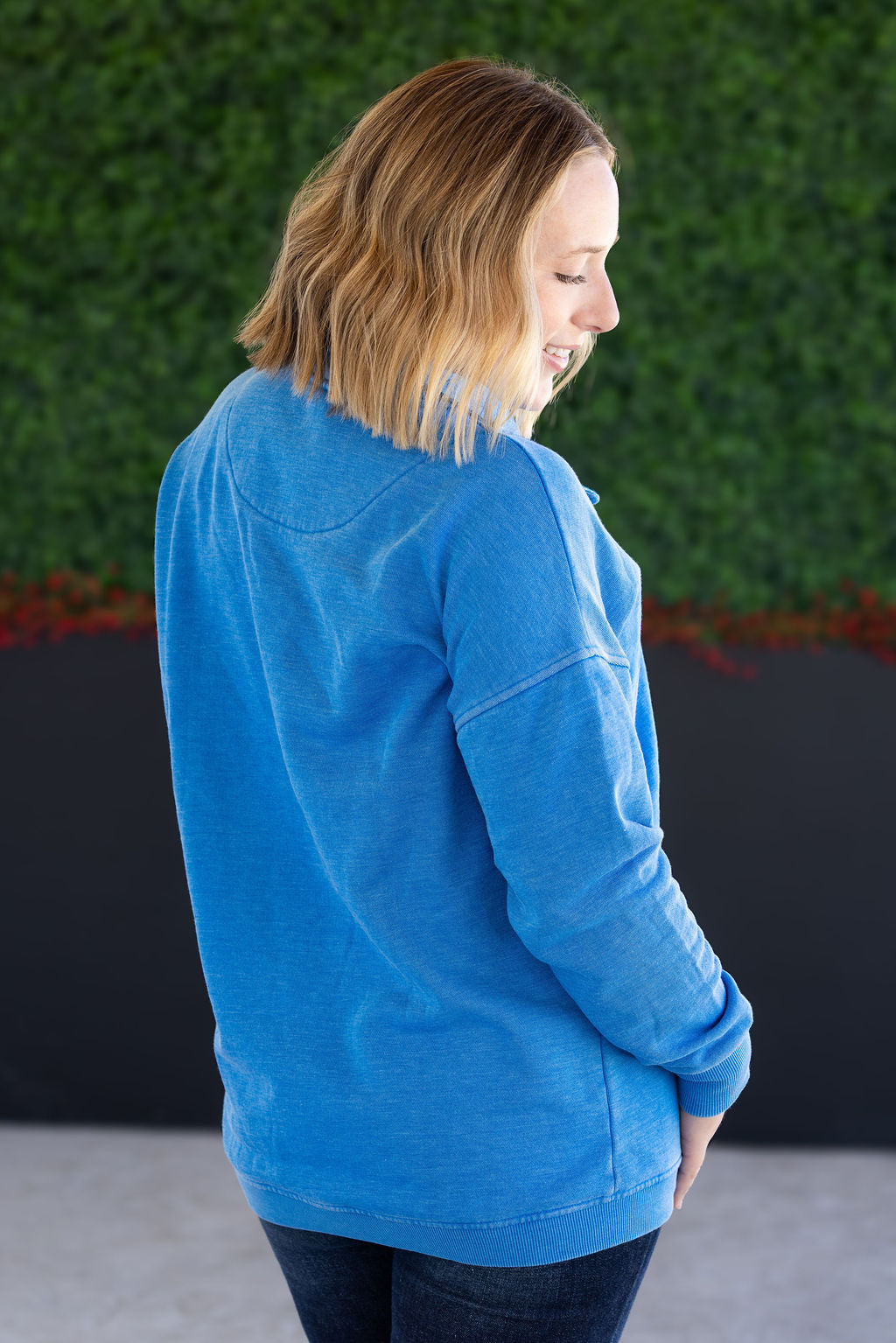 Jesse Vintage Wash Snap Pullover in Winter Blue