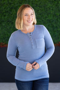 Georgia Long Sleeve Top in Dusty Blue