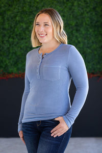 Georgia Long Sleeve Top in Dusty Blue