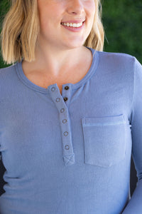 Georgia Long Sleeve Top in Dusty Blue