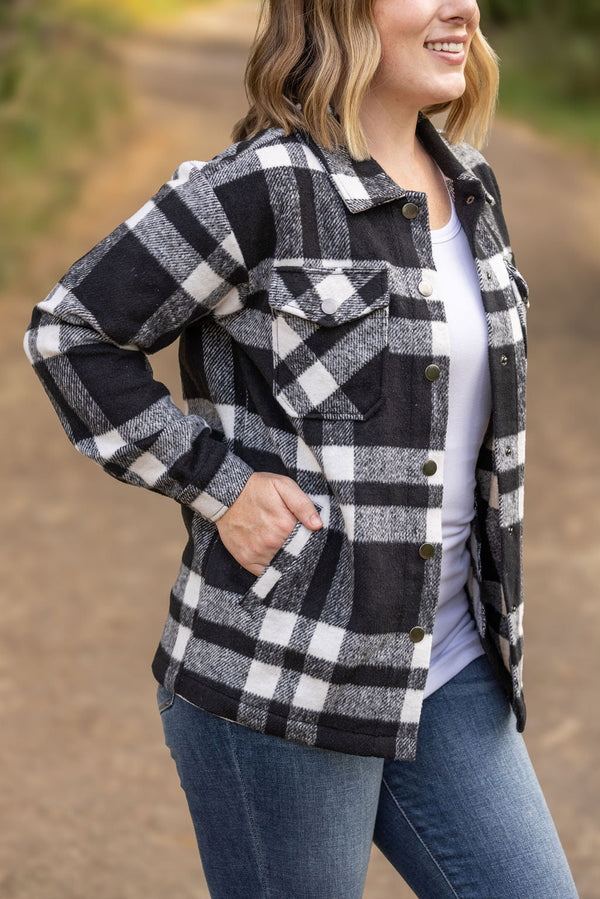 Norah Plaid Shacket  Classic Black and White