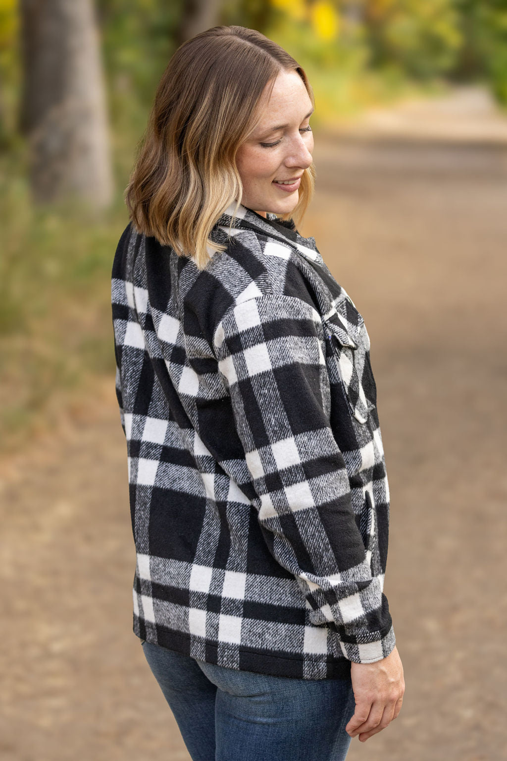 Norah Plaid Shacket  Classic Black and White