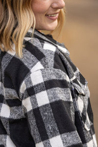 Norah Plaid Shacket  Classic Black and White