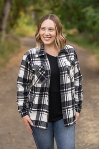 Norah Plaid Shacket in Ivory and Black