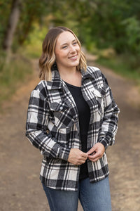 Norah Plaid Shacket in Ivory and Black