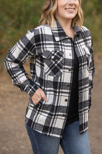 Norah Plaid Shacket in Ivory and Black