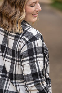 Norah Plaid Shacket in Ivory and Black