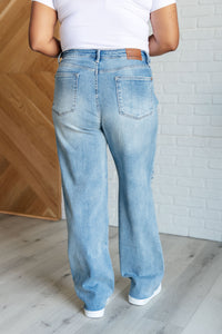 Judy Blue High Rise Rigid Magic Destroyed Straight Jeans