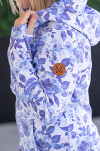 HalfZip Hoodie in Sapphire Floral