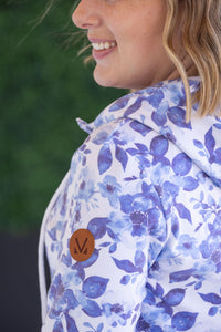 HalfZip Hoodie in Sapphire Floral
