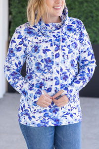 Soft Funnel Neck in Sapphire Floral