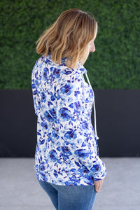 Soft Funnel Neck in Sapphire Floral