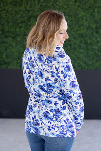 Soft Funnel Neck in Sapphire Floral
