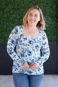 Alyssa Long Sleeve Top in Sapphire Floral