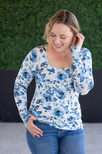 Alyssa Long Sleeve Top in Sapphire Floral