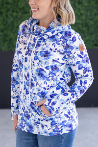 Soft Funnel Neck in Sapphire Floral