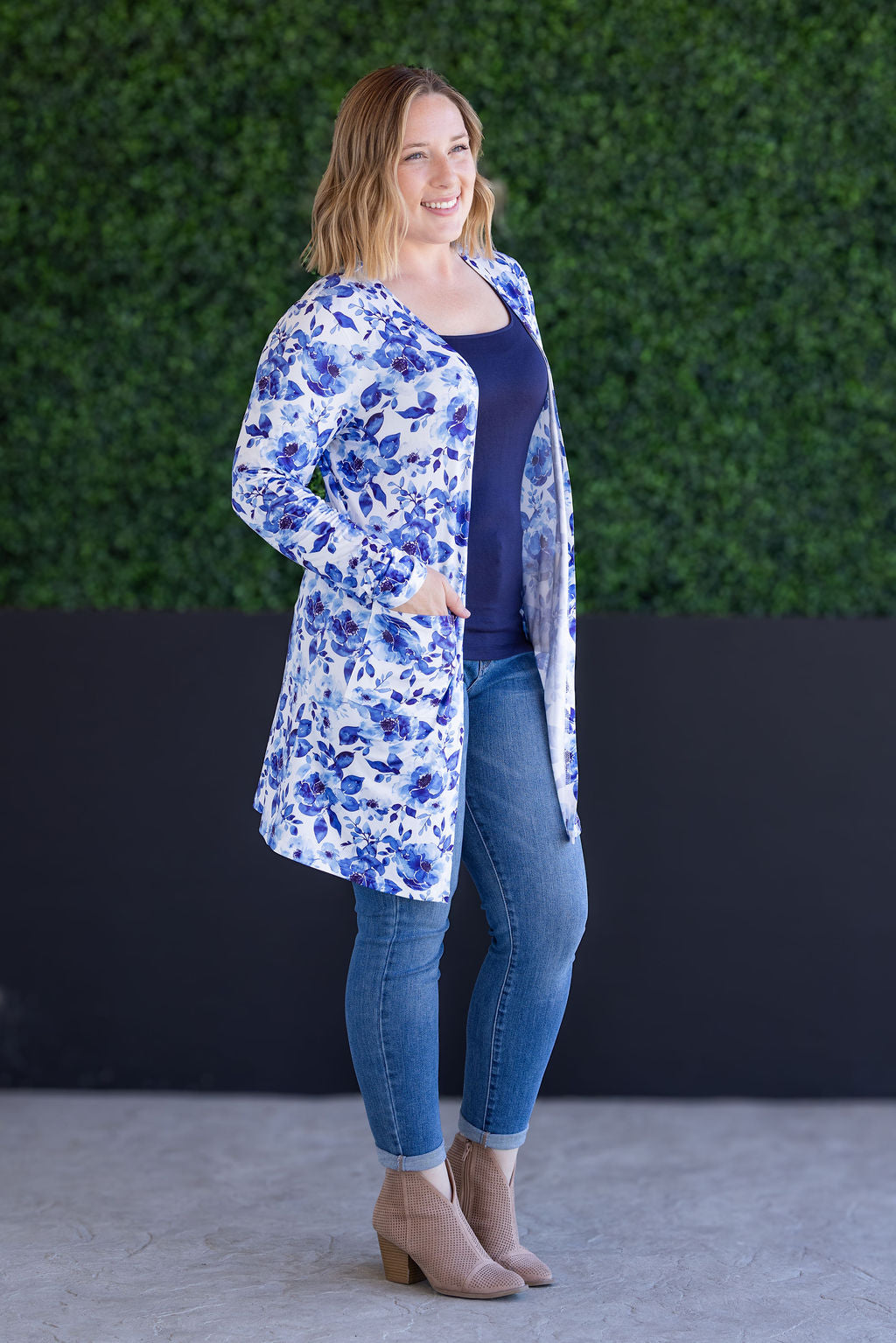 Classic Cardigan in Sapphire Floral