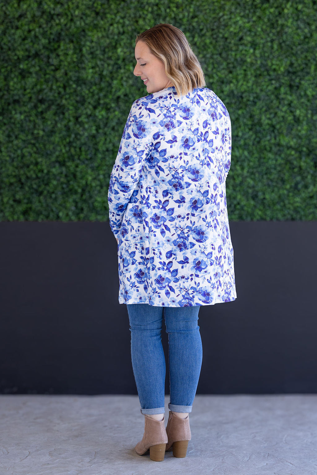 Classic Cardigan in Sapphire Floral