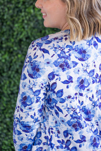 Classic Cardigan in Sapphire Floral