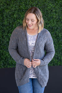 Open Knit Cardigan in Grey