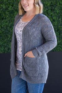 Open Knit Cardigan in Grey