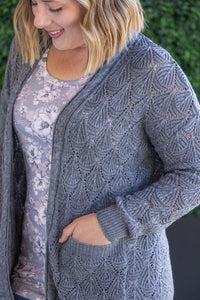 Open Knit Cardigan in Grey