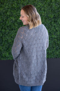 Open Knit Cardigan in Grey