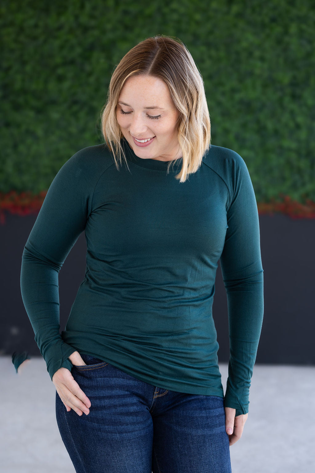 Blair Long Sleeve Top in Hunter Green