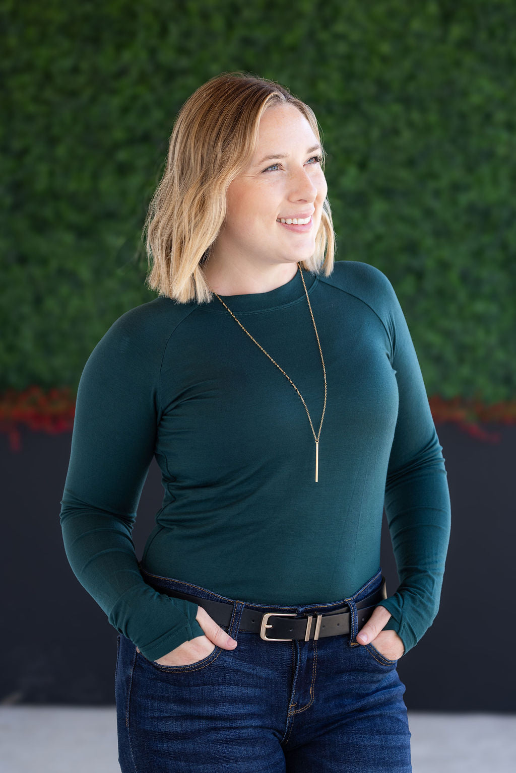 Blair Long Sleeve Top in Hunter Green