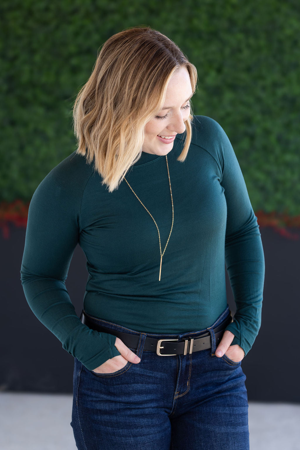 Blair Long Sleeve Top in Hunter Green
