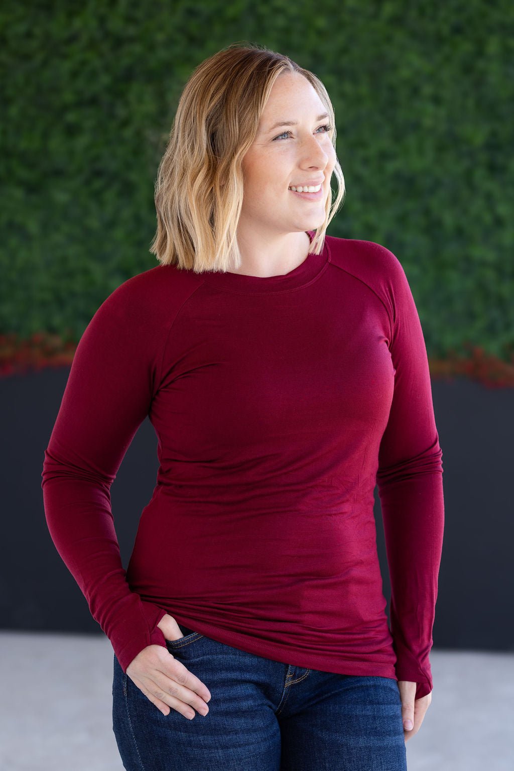 Blair Long Sleeve Top in Burgundy