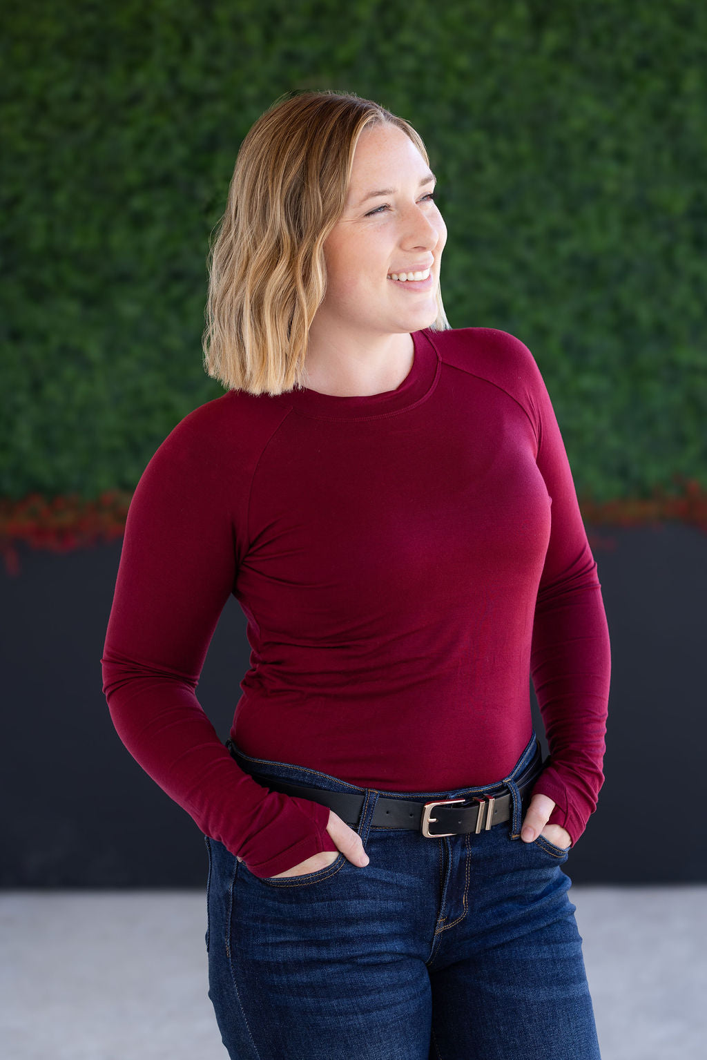 Blair Long Sleeve Top in Burgundy