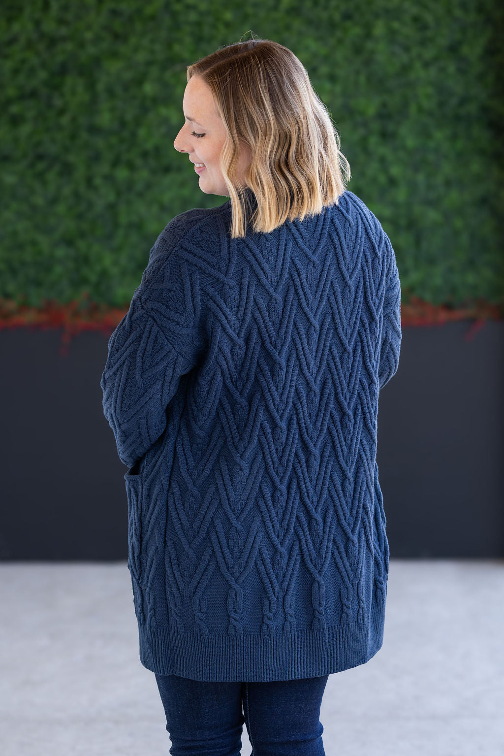Brooks Button Sweater Cardigan in Navy