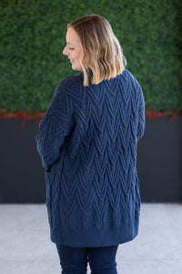 Brooks Button Sweater Cardigan in Navy