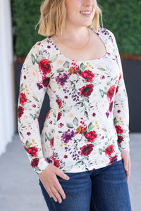 Alyssa Long Sleeve Top in Burgundy Bloom