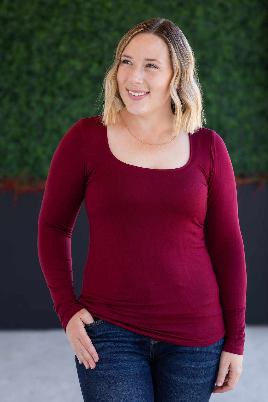 Alyssa Long Sleeve Top in Burgundy