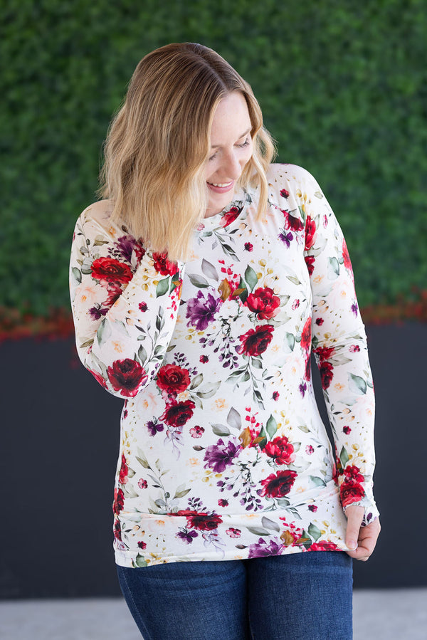 Blair Long Sleeve Top in Burgundy Bloom