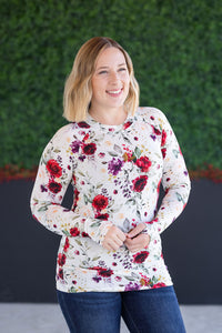 Blair Long Sleeve Top in Burgundy Bloom