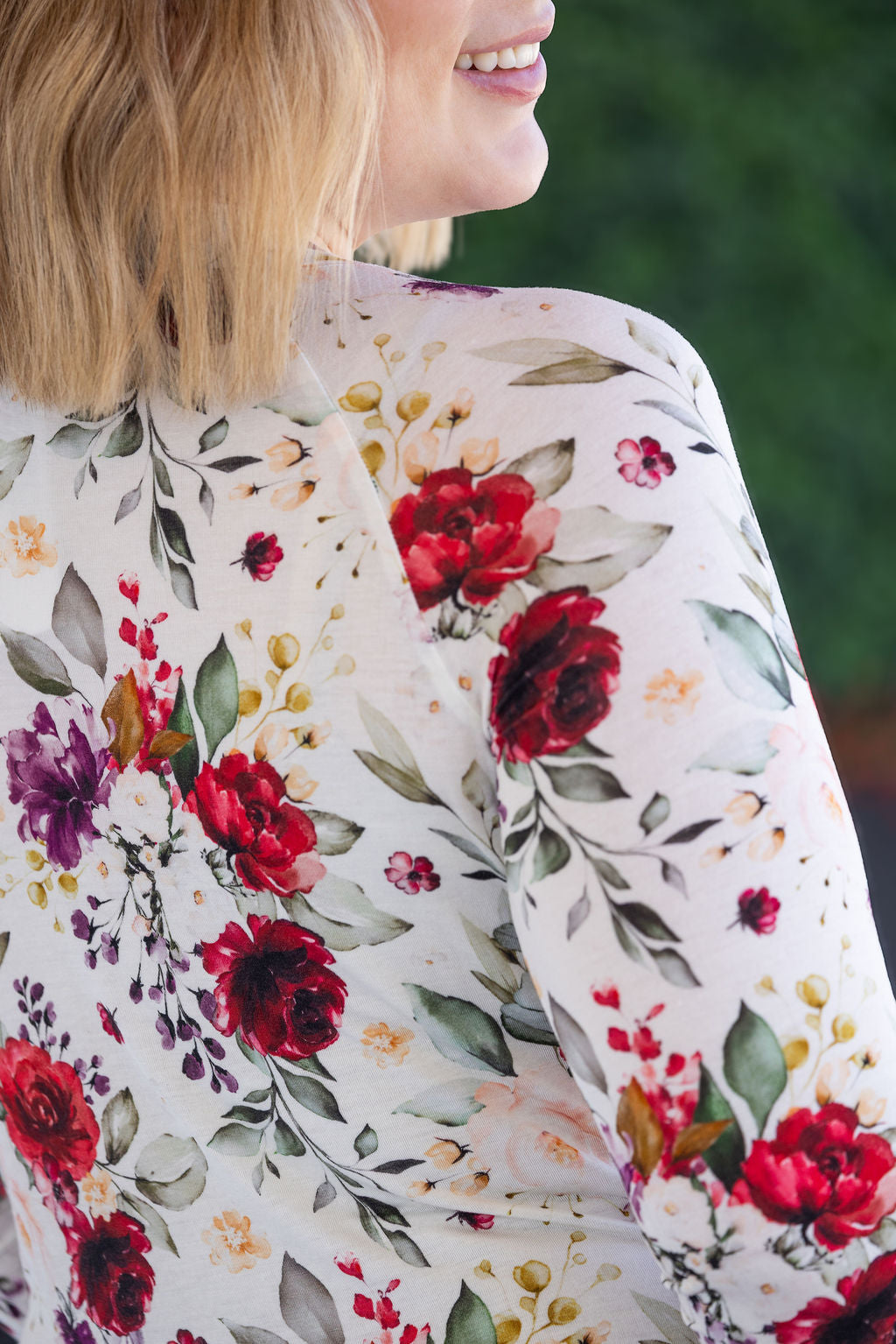 Blair Long Sleeve Top in Burgundy Bloom