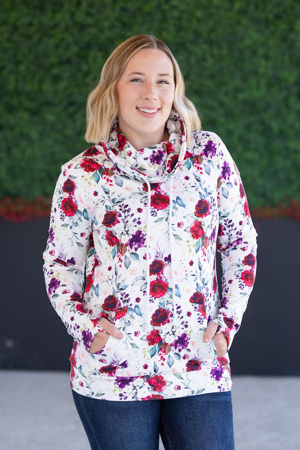 Soft Funnel Neck in Burgundy Bloom